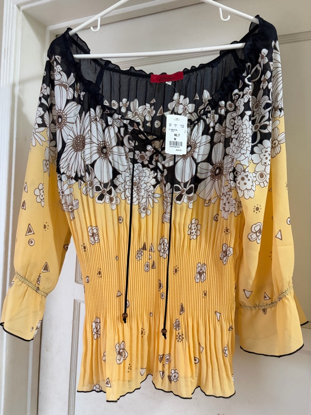 Windsor Yellow Floral Peasant Blouse
